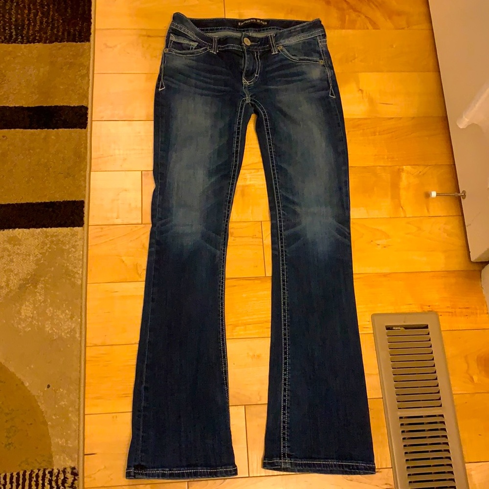 EUC Express Dark Blue MidRise Bootcut Jeans, Size 2.